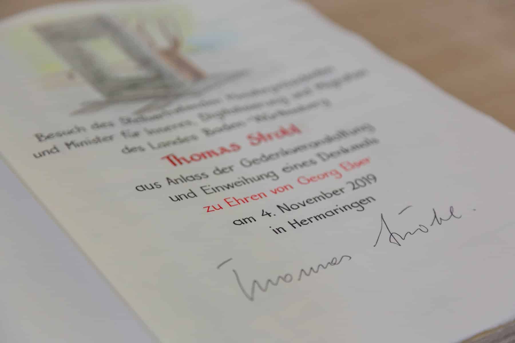 Gemeinde Hermaringen - Einweihung Georg-Elser-Denkmal